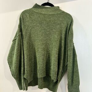 LA MIEL Olive Green Cowl Neck Sweater